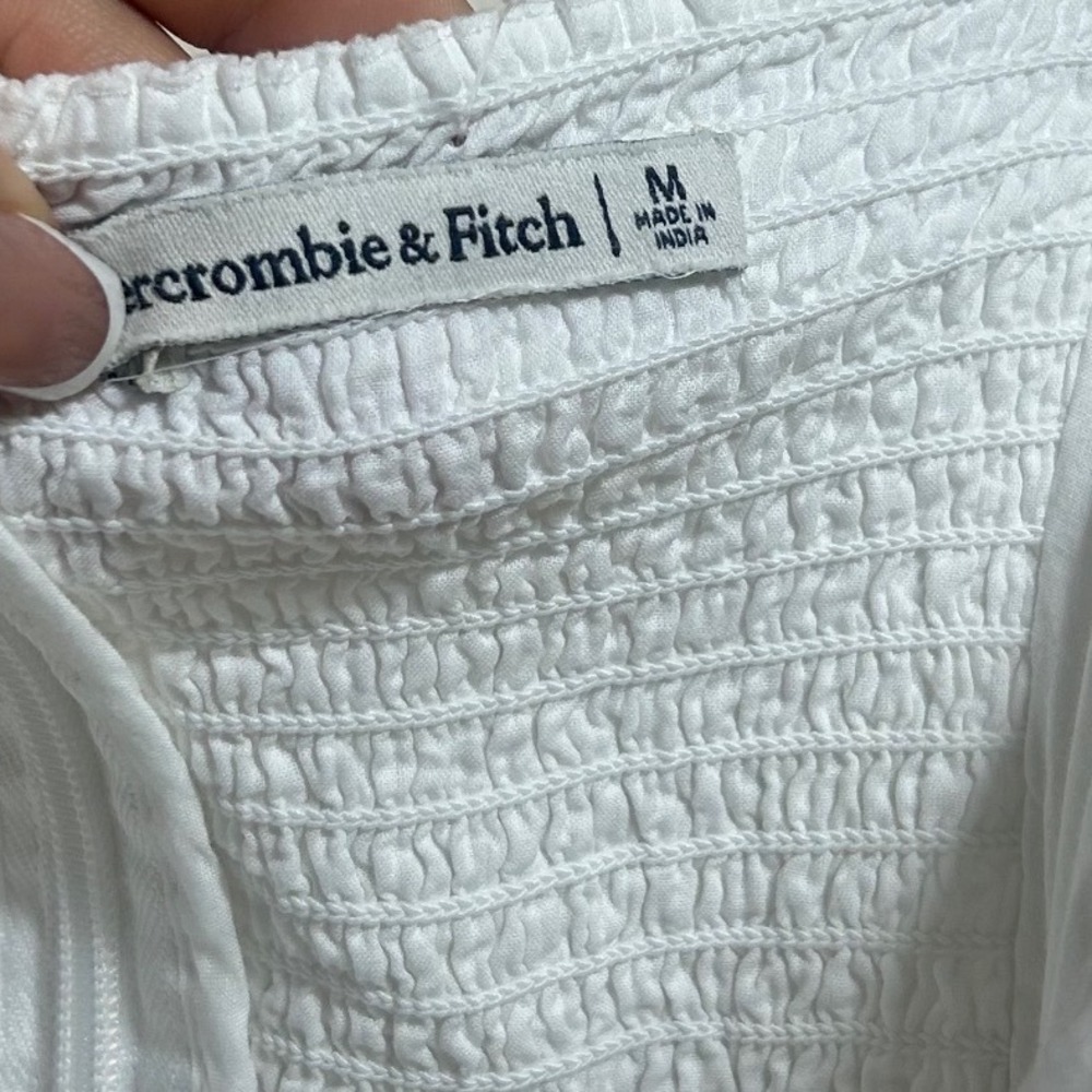Abercrombie &‎ Fitch White Ruched Strapless Mini Dress Smocked Back Size M - Picture 4 of 5